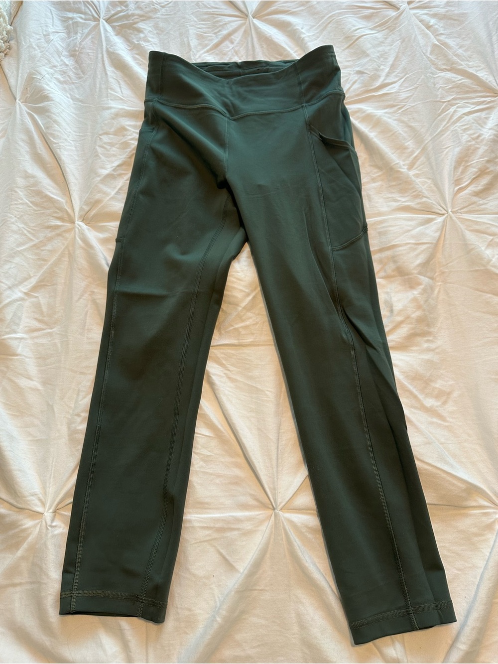 lululemon dark green high-rise leggings with side pocket